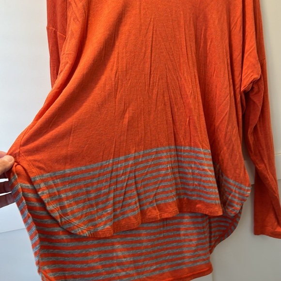 Cabi Shirt Women’s Orange With Gray Stripes Small S Long Sleeve Hang Out  Top - Picture 7 of 9
